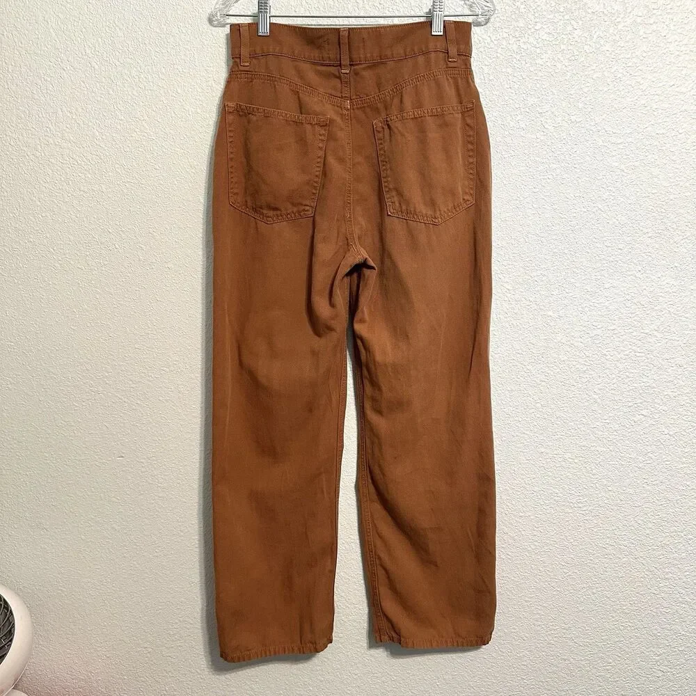 Reformation Jeans Women’s Size 29 High Rise Linen Toffee Brown Soft Pants USA - Picture 4 of 14